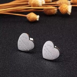 NEW Return To Forever Love Silver Heart Earrings Stainless Steel